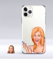 BK Gift Kişiye Özel Bayan Karikatürlü iPhone 11 Pro İnce Şeffaf Silikon Telefon Kapağı-21 (Beyaz)