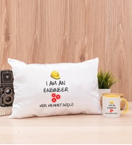 Mühendis Dikdörtgen Yastık ve Sarı Kupa Bardak