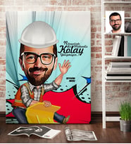 BK Gift Kişiye Özel Bay Mühendis Karikatür Kanvas Tablo 70x100cm 2
