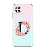 Pembe Çiçekli Harf Tasarım Süper Şeffaf Silikon Telefon Kılıfı Huawei P40 Lite L