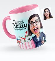 BK Gift Kişiye Özel Bayan Ceo Karikatürlü Pembe Kupa Bardak  2