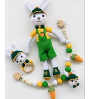 Amigurumi Yeşil Tavşan Bebek Seti