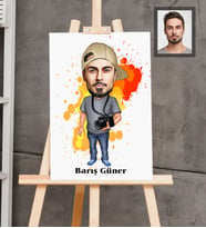 Kişiye Özel Fotoğrafçı Karikatürlü  Ahşap Tablo 30x47 Bay-3