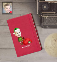 Kişiye Özel Yılbaşı Çocuk Karikatürlü Kırmızı Defter Model-1