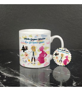 Kadın Doğum Uzmanı Kupa Bardak ve Anahtarlık Set 002