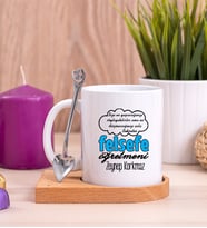 Felsefe Öğretmeni Ahşap Altlıklı Beyaz Kupa Bardak