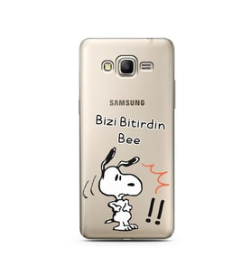 Snoopy Tasarımlı Süper Şeffaf Silikon Telefon Kılıfı Samsung Grand Prime