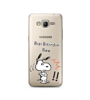 Snoopy Tasarımlı Süper Şeffaf Silikon Telefon Kılıfı Samsung Grand Prime