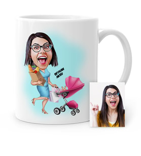 BK Gift Kişiye Özel Ev Hanımı Karikatür Beyaz Kupa Bardak  1