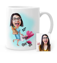 BK Gift Kişiye Özel Ev Hanımı Karikatür Beyaz Kupa Bardak  1