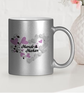 BK Gift Kişiye Özel Sevgililer Günü Temalı Gümüş Yaldızlı Kupa Bardak  27