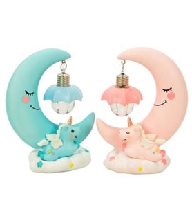 Dekoratif  Ay Dede ve Minik Unicorn Temalı Masa Lambası ve Biblo