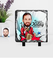 BK Gift Kişiye Özel Bay Patron Karikatürlü Dekoratif Doğal Taş  2