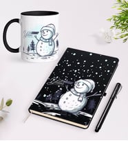 BK Gift Kişiye Özel Yılbaşı Mutlu Yıllar Siyah Defter Kalem ve Kupa Seti-18 (Model 1)