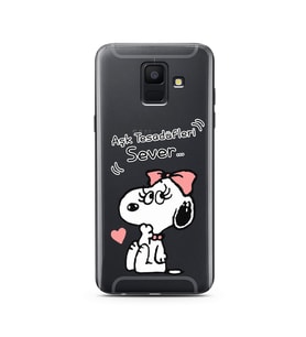 Snoopy Tasarımlı Süper Şeffaf Silikon Telefon Kılıfı Samsung A6 (2018)