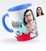 BK Gift Kişiye Özel Ev Hanımı Karikatürlü Mavi Kupa Bardak  3