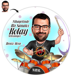 BK Gift Kişiye Özel Bay Baterist Karikatür Baskılı Yaş Pasta İçin Yenilebilir Şekerli Kağıt  1(Sadece Kağıt)