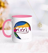 BK Gift Kişiye Özel 2024 Mutlu Yıllar Pembe Kupa ve Kar Tanesi Kolye-10 (Model 1)