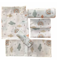 Müslin Bezi Torbalı Bebek Set 6 Parça Gökkuşağı Figürlü