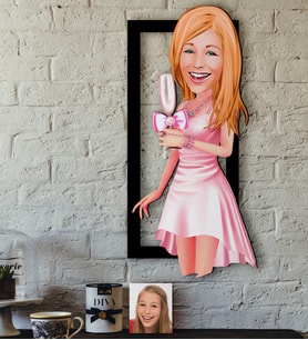 BK Gift Kişiye Özel Bayan Karikatürlü 3D Ahşap Tablo-41