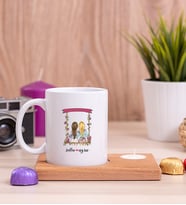 Best Friends Salıncak Tasarım Ahşap Altlıklı Mumlu Beyaz Kupa Bardak