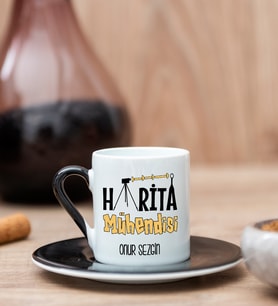 Harita Mühendisi Siyah Türk Kahvesi Fincanı
