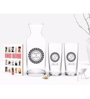 BK Gift Kişiye Özel Renkli Baskılı İsimli İkili Rakı Bardağı Karaf ve Cep Kitabı Hediye Seti-2 (Model 1)
