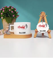 Avukat Ahşap Altlıklı Fincan ve Anahtarlık Seti