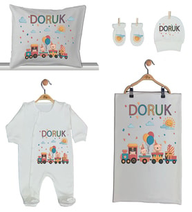 Pia Baby GL 1918-02 İsme Özel Beşli Tulum Set