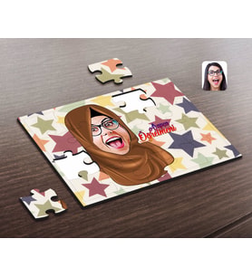 BK Gift Kişiye Özel Kadın Arapça Öğretmeni Karikatürlü Ahşap Puzzle-1