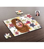 BK Gift Kişiye Özel Kadın Arapça Öğretmeni Karikatürlü Ahşap Puzzle-1