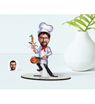 BK Gift Kişiye Özel Bay Chef Karikatür Ahşap Biblo  1
