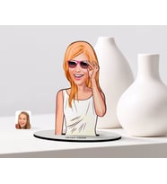 BK Gift Kişiye Özel Kadın Karikatürlü Ahşap Biblo Model-18 (Beyaz)