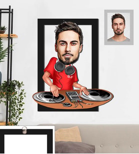 Kişiye Özel Dj Karikatürlü 3D Ahşap Tablo 30x47 Bay-1