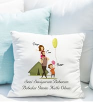 Kişiye Özel Babalar Günü Yastığı Baba-Kız-Oğul