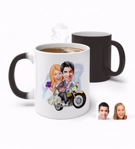 BK Gift Kişiye Özel Sevgililer Günü Temalı Evleniyoruz Karikatürlü Sihirli Kupa Bardak-8 (Beyaz)