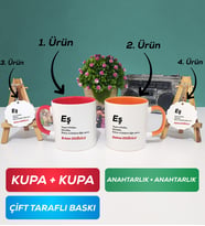 İkili Kırmızı Turuncu Eş Kupa Bardak Anahtarlık