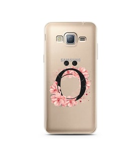 Pembe Çiçekli Harf Tasarım Süper Şeffaf Silikon Telefon Kılıfı Samsung J3 (2016)
