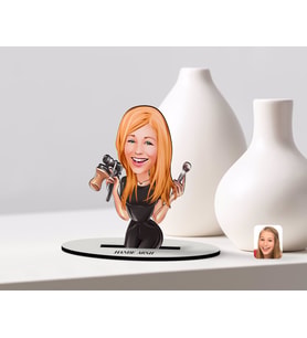 BK Gift Kişiye Özel Kadın Güzellik Uzmanı Karikatürlü Ahşap Biblo Model-1 (Beyaz)
