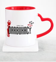 BK Gift Kişiye Özel Mesleki Darbukacı Kırmızı Kalpli Kupa Bardak