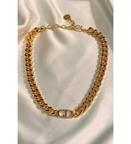 Kadın Gold Cd Harfli  Christian Dior Model  Kalın Zincir Kolye Altın Renk