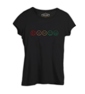 Emoji Siyah Kadın Tshirt