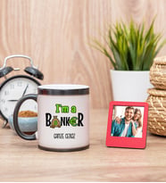 Bankacı Sihirli  Kupa Bardak ve Kırmızı Mini Çerçeve