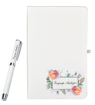 Kişiye Özel Defter ve Roller Kalem Seti Çiçek Desenli ve Hediye Paketinde