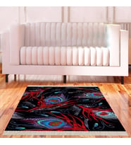 Tavuskuşu Tüyü Desenli Dijital Baskı Yıkanabilir Kaymaz Taban Kilim Model Salon Halısı (Karışık)