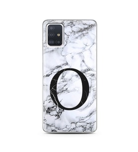 Samsung A51 Beyaz Mermer Harf Tasarımlı Telefon Kılıfı O-Harfi 
