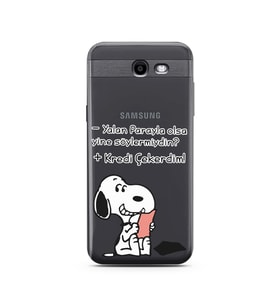 Snoopy Tasarımlı Süper Şeffaf Silikon Telefon Kılıfı Samsung J3 Prime
