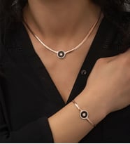 İtalyan Zincir Taşlı Papatya Gümüş Set