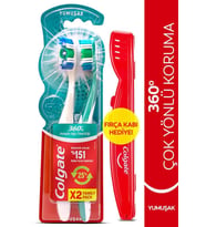 Colgate 360 Komple Ağız Temizliği Çok Yönlü Koruma Yumuşak Diş Fırçası 1+1 Fırça Kabı Hediye