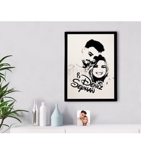 BK Gift Kişiye Özel İsimli Sevgililer Silüet Kanvas Tablo 30x50cm-1A